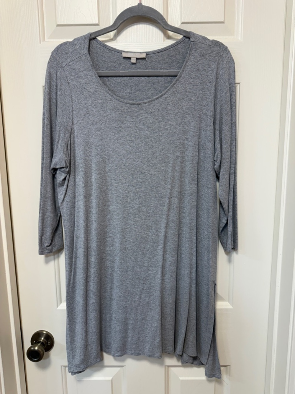 Joan Vass Heather Gray Scoop Neck Tunic